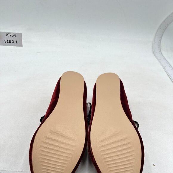 miss left Women Bowknot Ankle Strap Mary Jane Classic Closed Round Toe Flats Red - Picture 7 of 8